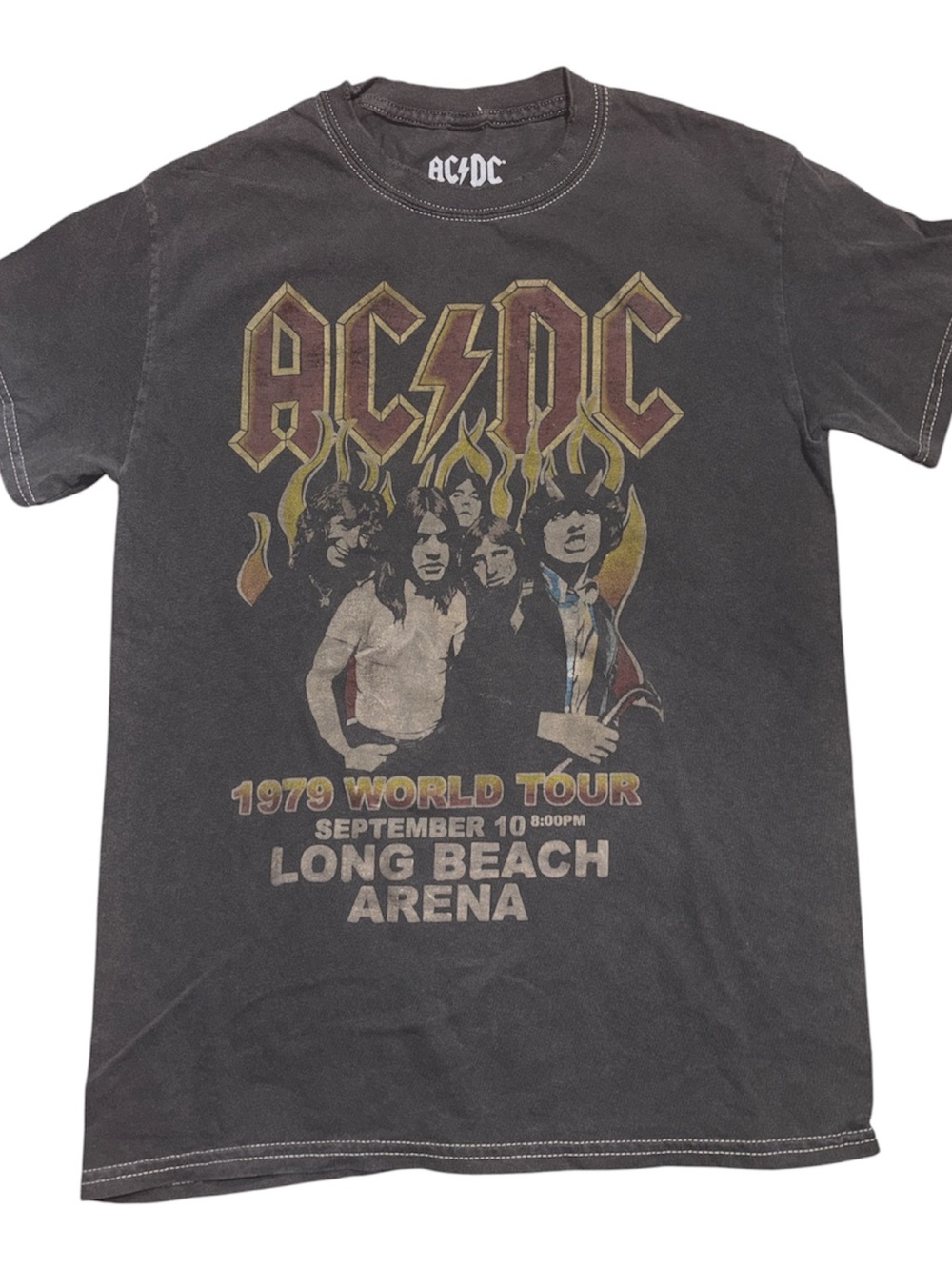 AC/DC Black 1979 World Tour Long Beach Arena Graphic T-Shirt